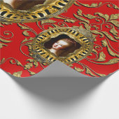 Papier Cadeau Reine de France sur Rouge (Coin)