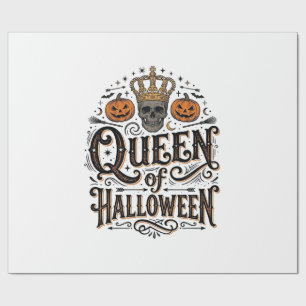 Papier Cadeau Reine de Halloween Vintage Crâne Chemise Citrouill