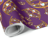 Papier Cadeau Reine des Coeurs couronne tiara royal violet envel (Coin rond)