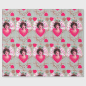 Papier Cadeau REINE DES COEURS, Fête de la Saint-Valentin rose F (Plat)