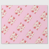 Papier Cadeau Reine des Coeurs rouge et rose (Plat)