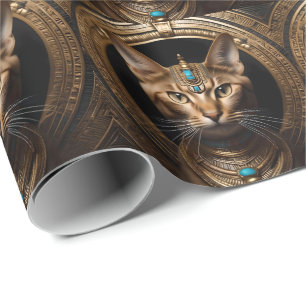 Papier Cadeau Reine du Nil : Cléopâtre le chat à la tête