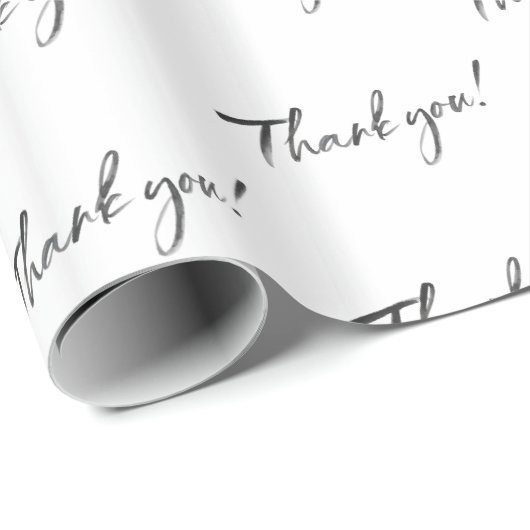 Papier Cadeau REMERCIEMENT MODERNE écriture calligraphiée à l'en (Coin rond)