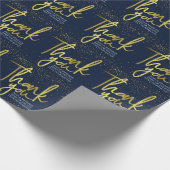 Papier Cadeau Remerciement Typographie Bleu Or (Coin)