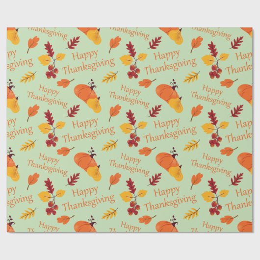 Papier Cadeau Remerciements Citrouilles d'automne et Feuilles d' (Plat)