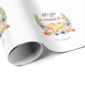 Papier Cadeau Remercions Fall Wreath Citrouille Thanksgiving (Coin rond)