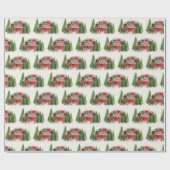 Papier Cadeau Remorque de Noël Camper Motif rustique (Plat)