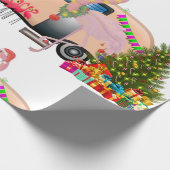 Papier Cadeau remorque flamingo père Noël (Coin)