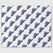 Papier Cadeau Remorque semi-tracteur en métal bleu (Plat)