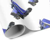 Papier Cadeau Remorque semi-tracteur en métal bleu (Coin rond)