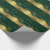 Papier Cadeau Remous d'or et vert-foncé (Coin)