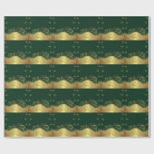 Papier Cadeau Remous d'or et vert-foncé (Plat)