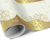 Papier Cadeau Remous et ivoire d'or (Coin rond)