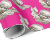 Papier Cadeau RENAISSANCE FLORENTINE ANGEL Pink Fuchsia (Coin rond)