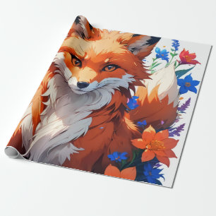 Papier Cadeau Renard à fleurs