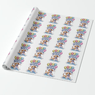 Papier Cadeau Renard américain avec Ballons Anniversaire