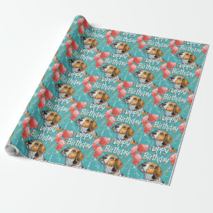 Papier Cadeau Renard américain avec Ballons Anniversaire