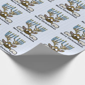 Papier Cadeau Renard avec Menorah Antlers Chrismukkah Papier (Coin)