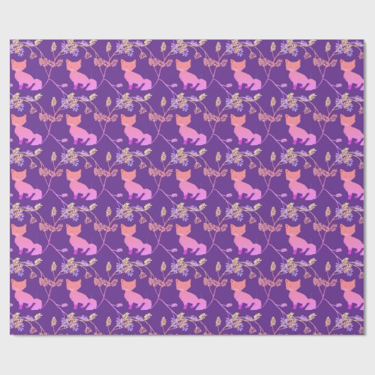 Papier Cadeau Renard Bébé Nuit Violette (Plat)