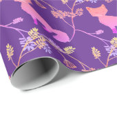 Papier Cadeau Renard Bébé Nuit Violette (Coin rond)