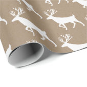 Papier Cadeau Renard blanc Kraft Rustique (Coin rond)