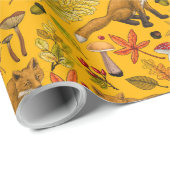 Papier Cadeau Renard d'automne sur orange (Coin rond)