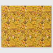 Papier Cadeau Renard d'automne sur orange (Plat)