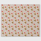 Papier Cadeau Renard de Noël dans un rouleau de Casquette du Pèr (Plat)