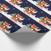 Papier Cadeau Renard de Noël et texte mignons de coutume (Coin)