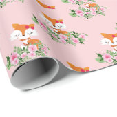 Papier Cadeau renard des bois, renard mignon, (Coin rond)