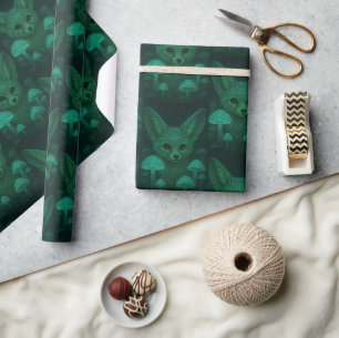Papier Cadeau Renard Enchanté & Champignons Bioluminescents Fair