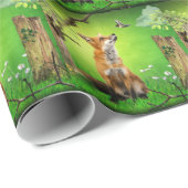 Papier Cadeau renard et l'oiseau de ronflement (Coin rond)