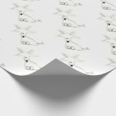 Papier Cadeau renard gribouillage noir blanc gris simple dessin (Coin)
