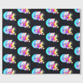 Papier Cadeau Renard holographique en Lune avec étoile (Plat)