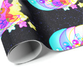 Papier Cadeau Renard holographique en Lune avec étoile (Coin rond)