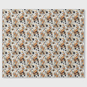 Papier Cadeau Renard mignon et points sans couture (Plat)