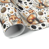 Papier Cadeau Renard mignon et points sans couture (Coin rond)