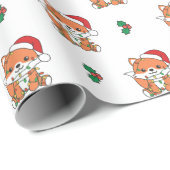 Papier Cadeau Renard Noël Hiver Animaux Fêtes Renards (Coin rond)