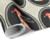 Papier Cadeau Renard orange en chapeau rouge Noël Joyeux Noël (Coin rond)