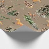 Papier Cadeau Renard Rouge Rustique Kraft Dans La Forêt Boisée (Coin)