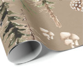 Papier Cadeau Renard Rouge Rustique Kraft Dans La Forêt Boisée (Coin rond)