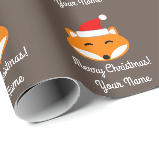 Papier Cadeau Renard roux joyeux Joyeux Noël Enfants Fêtes (Coin rond)