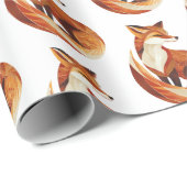 Papier Cadeau Renards à la crème orange (Coin rond)