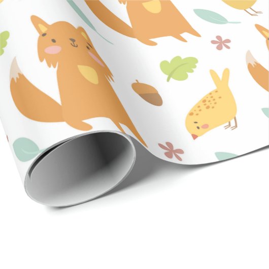 Papier Cadeau Renards adorables (Coin rond)