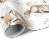 Papier Cadeau Renards Cozy Noël (Coin rond)