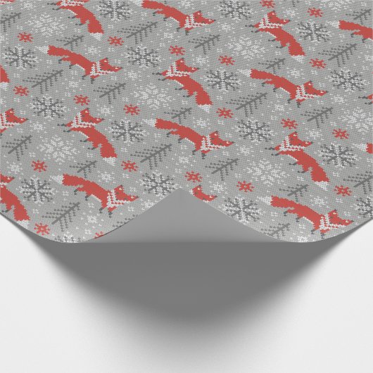 Papier Cadeau Renards dans la forêt d'hiver Noël scandinave (Coin)