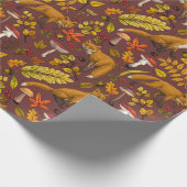 Papier Cadeau Renards d'automne sur chocolat brun (Coin)