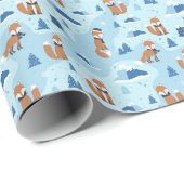 Papier Cadeau Renards d'hiver glacés (Coin rond)