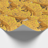 Papier Cadeau Renards et papillons sur orange (Coin)