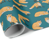 Papier Cadeau Renards roux (Coin rond)